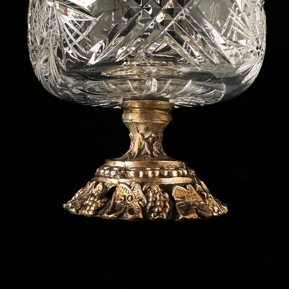 Vintage Hollywood Regency Crystal Cut Glass Pedestal Bowl / Trinket Dish. - Picture 2 of 9